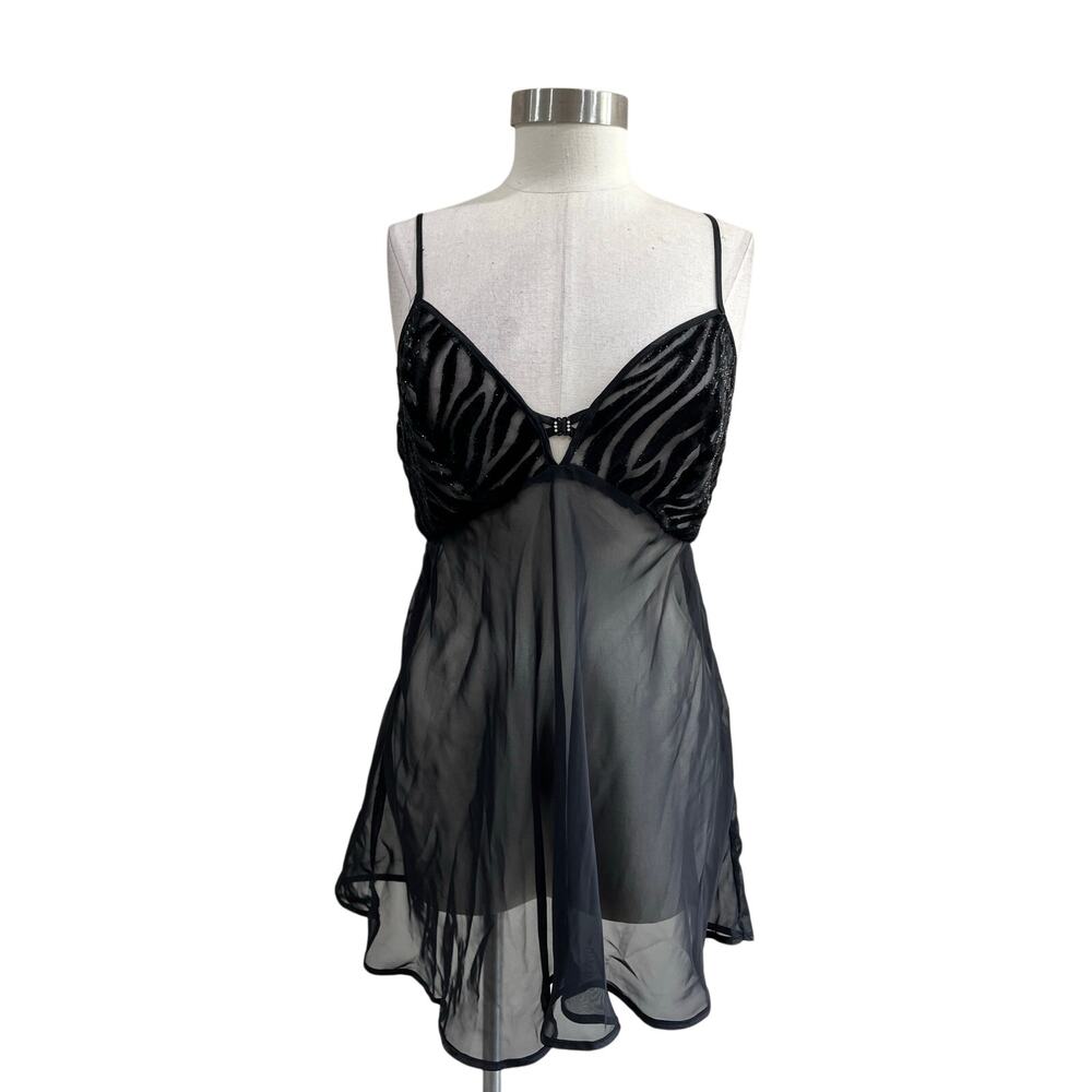 Inner Most Sheer Black Babydoll Slip Dress Y2K Lingerie Size M‎